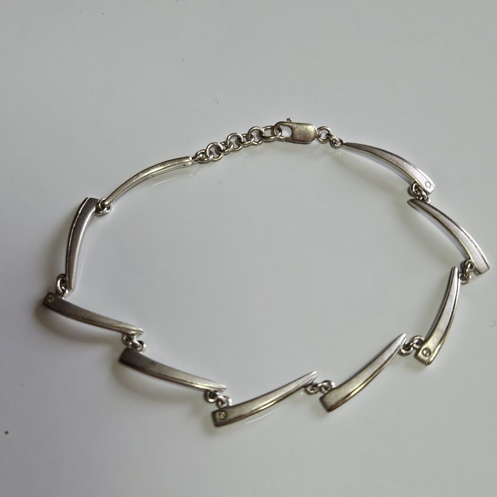 Sterling Silver Diamond Accent Rectangular Bracelet 7.5-8"